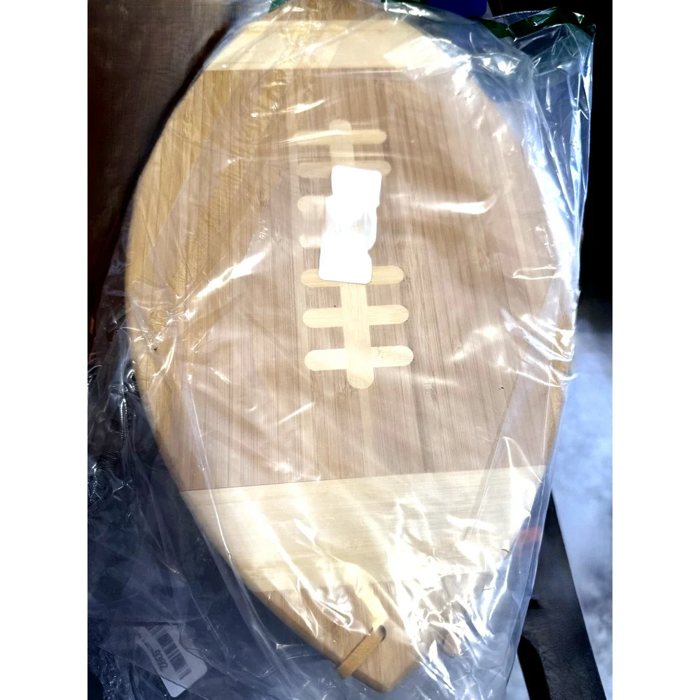 Totally Bamboo Football Shaped Wood Cutting Board Charcuterie Board 15” Long NEW